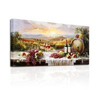 SERIMINO Large Canvas Wall Art, Natural Landscape Aesthetic Picture 24"x48" | Exquisite Vineyard Harvest Painting, HD Print, Canvas Wood Frame, Easy Installation, Multi Scenarios, Ideal Gift Choice