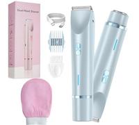 Serined Shaver, Serined Shave, Serinedshave -Exclusive Bundle, 2-in-1 Ladies Electric Shaver for Pubic Leg Arm Underarm Area, Wet & Dry, USB Rechargeable, IPX7 Waterproof & Easy Cleaning (Blue)