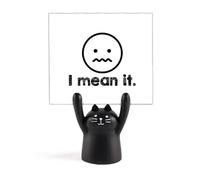 Serious Careful Result Attention Memo Holder Cartoon Black Cat Stand Decoration
