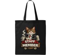 Serious Cat Working As Office Staff Natural Cotton Tote Bag Black