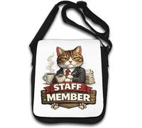 Serious Cat Working As Office Staff Shoulder Bag White