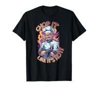 Serious Chef Cartoon Cooking Master with Flames T-Shirt