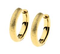 Serious Design Hoops Evia Earrings E655 Scratched Gilded 16 mm Stainless Steel