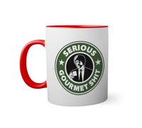 Serious Gourmet Shit Funny Movie Parody Graphic Samuel Jackson Red Coloured Inside with Matching Handle Mug 330ml