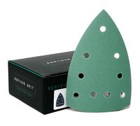 Serious Grit - 100x150mm Delta P180 Grit Sanding Sheets - 50 Pack Box | Fits Festool DTS 400 & Mirka DEOS Delta Sanders - Heavy-Duty Hook & Loop Wet/Dry Film Sandpaper for Detail Work