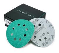 Serious Grit - 125mm 8-Hole P40 Grit Sanding Discs - 25 Pack Box | Fits 5" Random Orbital Sanders - Heavy-Duty Hook & Loop Wet/Dry Film Sandpaper For Wood, Auto Body, Paint, Metal, & More