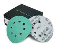 Serious Grit - 125mm 8-Hole P60 Grit Sanding Discs - 25 Pack Box | Fits 5" Random Orbital Sanders - Heavy-Duty Hook & Loop Wet/Dry Film Sandpaper For Wood, Auto Body, Paint, Metal, & More