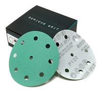 Serious Grit - 125mm 9-Hole P120 Grit Sanding Discs - 50 Pack Box | Fits Festool ETS / RO 125 Sanders - Heavy-Duty Hook & Loop Wet/Dry Film Sandpaper For Wood, Auto Body, Paint, Metal, & More