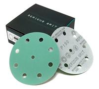 Serious Grit - 125mm 9-Hole P150 Grit Sanding Discs - 50 Pack Box | Fits Festool ETS / RO 125 Sanders - Heavy-Duty Hook & Loop Wet/Dry Film Sandpaper For Wood, Auto Body, Paint, Metal, & More