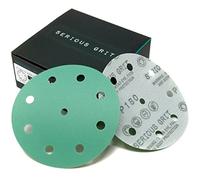 Serious Grit - 125mm 9-Hole P180 Grit Sanding Discs - 50 Pack Box | Fits Festool ETS / RO 125 Sanders - Heavy-Duty Hook & Loop Wet/Dry Film Sandpaper For Wood, Auto Body, Paint, Metal, & More