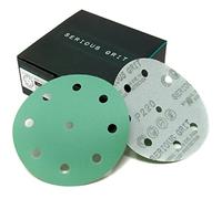 Serious Grit - 125mm 9-Hole P220 Grit Sanding Discs - 50 Pack Box | Fits Festool ETS / RO 125 Sanders - Heavy-Duty Hook & Loop Wet/Dry Film Sandpaper For Wood, Auto Body, Paint, Metal, & More