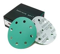 Serious Grit - 125mm 9-Hole P320 Grit Sanding Discs - 50 Pack Box | Fits Festool ETS / RO 125 Sanders - Heavy-Duty Hook & Loop Wet/Dry Film Sandpaper For Wood, Auto Body, Paint, Metal, & More