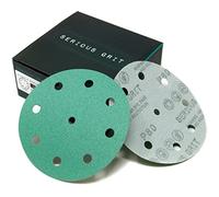 Serious Grit - 125mm 9-Hole P80 Grit Sanding Discs - 50 Pack Box | Fits Festool ETS / RO 125 Sanders - Heavy-Duty Hook & Loop Wet/Dry Film Sandpaper For Wood, Auto Body, Paint, Metal, & More