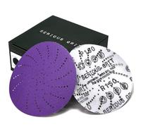 Serious Grit - 125mm Ceramic Multi-Hole P150 Grit Sanding Discs - Hook & Loop Sandpaper - Fits All 5" Random Orbital Sanders - 50 Pack Box
