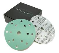 Serious Grit - 150mm 15-Hole P150 Grit Sanding Discs - 50 Pack Box | Fits Mirka, Bosch, SurfPrep, 3M, Makita & More - Heavy-Duty Hook & Loop Wet/Dry Film Sandpaper for Wood, Auto Body & Paint
