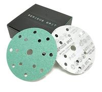 Serious Grit - 150mm 15-Hole P40 Grit Sanding Discs - 25 Pack Box | Fits Mirka, Bosch, SurfPrep, 3M, Makita & More - Heavy-Duty Hook & Loop Wet/Dry Film Sandpaper for Wood, Auto Body & Paint
