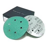 Serious Grit - 150mm 6-Hole P40 Grit Sanding Discs - Hook & Loop Sandpaper - Fits 6" Random Orbital Sanders - 25 Pack Box