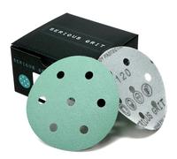 Serious Grit - 3.5-Inch (90mm) 7-Hole 120 Grit Sanding Discs - Fits Festool Rotex RO 90 - Heavy-Duty Hook & Loop Film Discs - Sandpaper for Random Orbital Sanders - 50 Pack Box