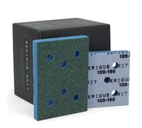 Serious Grit - 75x100mm Foam Sanding Pads - P120-150 Grit Hook & Loop - 10mm Thick - Fits SurfPrep, Uneeda, & Mirka 3x4 Sanders - 10 Pack Box