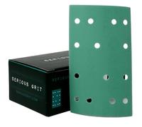 Serious Grit - 80x133mm 14-Hole P600 Grit Sanding Sheets - 50 Pack Box | Fits Festool RTS 400 & Mirka DEOS 353 - Heavy-Duty Hook & Loop Wet/Dry Film Sanding Sheets for Doors, Cabinetry, Paint, etc