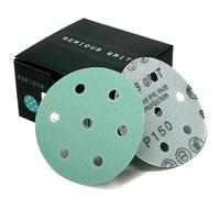 Serious Grit - 90mm 7-Hole P150 Grit Sanding Discs - 50 Pack Box | Fits Festool RO 90 Rotex Sanders - Heavy-Duty Hook & Loop Wet/Dry Film Sandpaper for Wood, Auto Body, Paint, Metal & More