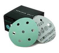 Serious Grit - 90mm 7-Hole P220 Grit Sanding Discs - Hook & Loop Sandpaper - Fits Festool ROTEX RO90 Sanders - 50 Pack Box