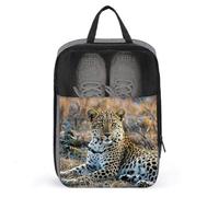 Serious Leopard Print Shoe Bag Travel Shoe Organizer Water-Resistant Shoe Pouch with Zipper Sneaker Dust Bag, gray, One Size, Modern