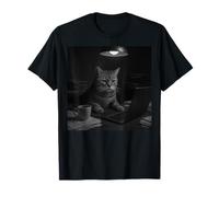 Serious Office Cat Working Late with Laptop and Coffee T-Shirt
