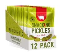 Serious Pig - Chilli Pickled Snacking Gherkins In A Pouch, Crunchy Snacks with Red Chilli, Dill and Garlic, Low Carb, Low Calorie, Drained and Ready to Eat (12 x 40g)