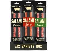 Serious Pig Salami Snacks Variety Pack High Protein British Cured Pork Keto Friendly (12 x 30g)