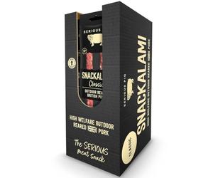 Serious Pig Snackalami Classic - Salami Snacks Made with Outdoor Reared British Pork, High Protein, Keto, Gluten Free, Great Taste Award Winner (12 x 30g)