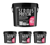 SERIOUS Protein - Protein Powder - 4kg - Low Carb - Supports Lean Muscle Growth - Recovery Supplement - The Bulk Protein Company - 133 Servings (Strawberry) (Pack of 4)