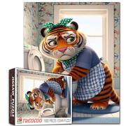 Serious Tiger Scrub Toilet Jigsaw Puzzles 1000 Pieces for Adults Animal Clean Toilets Bathroom Puzzles Best for Family Game Play Collection Living Room Wall Decoration Travel Toys 19.7 x 27.6 Inch