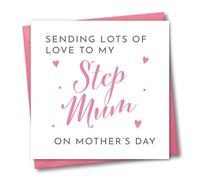 Seriously Frank Mother’s Day Card for Step Mum Step Mother, Heartfelt Message, White and Pink Design with Hearts