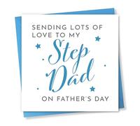 Seriously Frank Step Dad Father’s Day Card, Heartfelt White and Blue Design with Stars