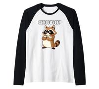 Seriously? Funny Sarcastic Raccoon Meme Attitude Raglan Baseball Tee