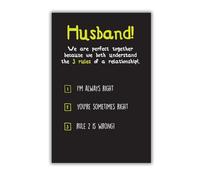 Seriously Just Kidding Husband Birthday Card, We Are Perfect Together Because We Both Understand the 3 Rules of a Relationship!., Birthday Card Husband, 6 x 9 inches