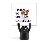 Seriously Listen Dogs Pets People Memo Holder Cartoon Black Cat Stand Decoration