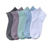 SERISIMPLE Women Viscose Bamboo Ankle Socks Low Cut Thin Sock Lightweight Pastal Color Soft Sock 5 Pairs, Assorted3, M