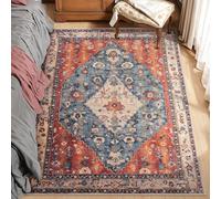 SERISSA Area Rug 3x5 Boho Tribal Rugs for Bedroom, Washable Kitchen Rugs Non-Slip, Ultra Soft Print Distressed Vintage Entry Rug Low-Pile Throw Rug Carpet for Nursery Living Room Dorm Decor