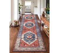 SERISSA Runner Rug for Hallways, 2'6"x10' Washable Non Slip Kitchen Runner Rug, Long Boho Rug Vintage Rust Hallway Stair Ultra Soft Print Floor Carpet for Bedroom Bathroom Laundry Room
