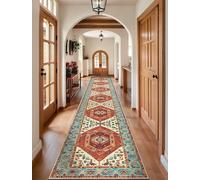 SERISSA Runner Rug for Hallways, 2'6"x16' Washable Non Slip Kitchen Runner Rug, Extra Long Boho Rug Ultra Soft Vintage Orange Print Floor Carpet for Bedroom Hallway Entryway Bathroom Laundry Room