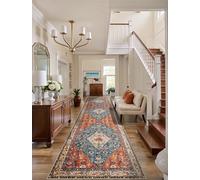 SERISSA Runner Rug for Hallways, 3x10 Washable Non Slip Kitchen Runner Rug, Long Boho Rug Vintage Tribal Hallway Stair Ultra Soft Print Floor Carpet for Bedroom Bathroom Laundry Room