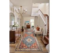SERISSA Runner Rug for Hallways, 3x8 Washable Non Slip Kitchen Runner Rug, Long Boho Rug Vintage Tribal Hallway Stair Ultra Soft Print Floor Carpet for Bedroom Bathroom Laundry Room