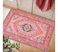 SERISSA Small Rugs for Entryway - 2x3 Fuchsia Pink Washable Non-Slip Area Rug Cute Boho Aesthetic Rug, Soft Low-Pile Indoor Door Mat Throw Carpet for Entrance Kitchen Bedroom Teen Girl Kids Room