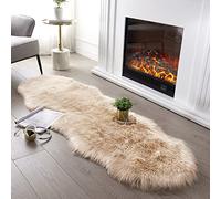 SERISSA Ultra Soft Fluffy Rug Beige Faux Sheepskin Fur Area Rug Shaggy Couch Cover Seat Cushion Furry Carpet Beside Rugs for Bedroom Floor Sofa Living Room Runner 2x6 Feet Beige