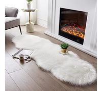 SERISSA Ultra Soft Fluffy Rug White Faux Sheepskin Fur Area Rug Shaggy Couch Cover Seat Cushion Furry Carpet Beside Rugs for Bedroom Floor Sofa Living Room Runner 2x6 Feet White
