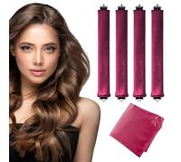 Seritant Heatless Curls Overnight with Satin Head Scarf, Velvet Hair Rollers for Blowout Look, No Heat Curling Rod for Long Thick Hair, Soft Sleep In Flexi Rods - 4PCS(7)