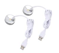 Serlium Mini Spot Lights, 2PCS Small LED Downlights USB Ceiling Spotlights Indoor Wall Light with 4.2ft Cable for Cabinet Wardrobe Bookshelf Artwork Display, 5V 1W Silver (Warm Light)