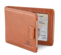 SERMAN BRANDS Mens Minimalist Genuine Leather Bifold Wallet with Front Pocket with Money Clip, Dark Caramel 3.0, Slim, Dark Caramel 3.0, Slim, Minimalist